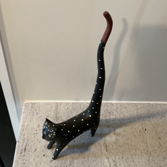 Vintage, Folk Art wooden polka dot kitty - Picture 5 of 7